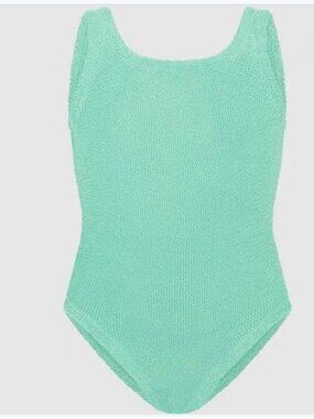 Hunza G Kids Classic One-Piece Swimsuit, Metallic Mint Color, One Size Fits All